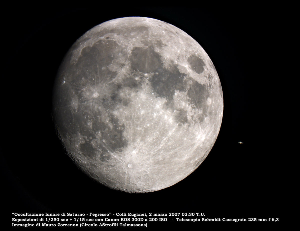 Saturn out of occultation by the Moon: 166 KB