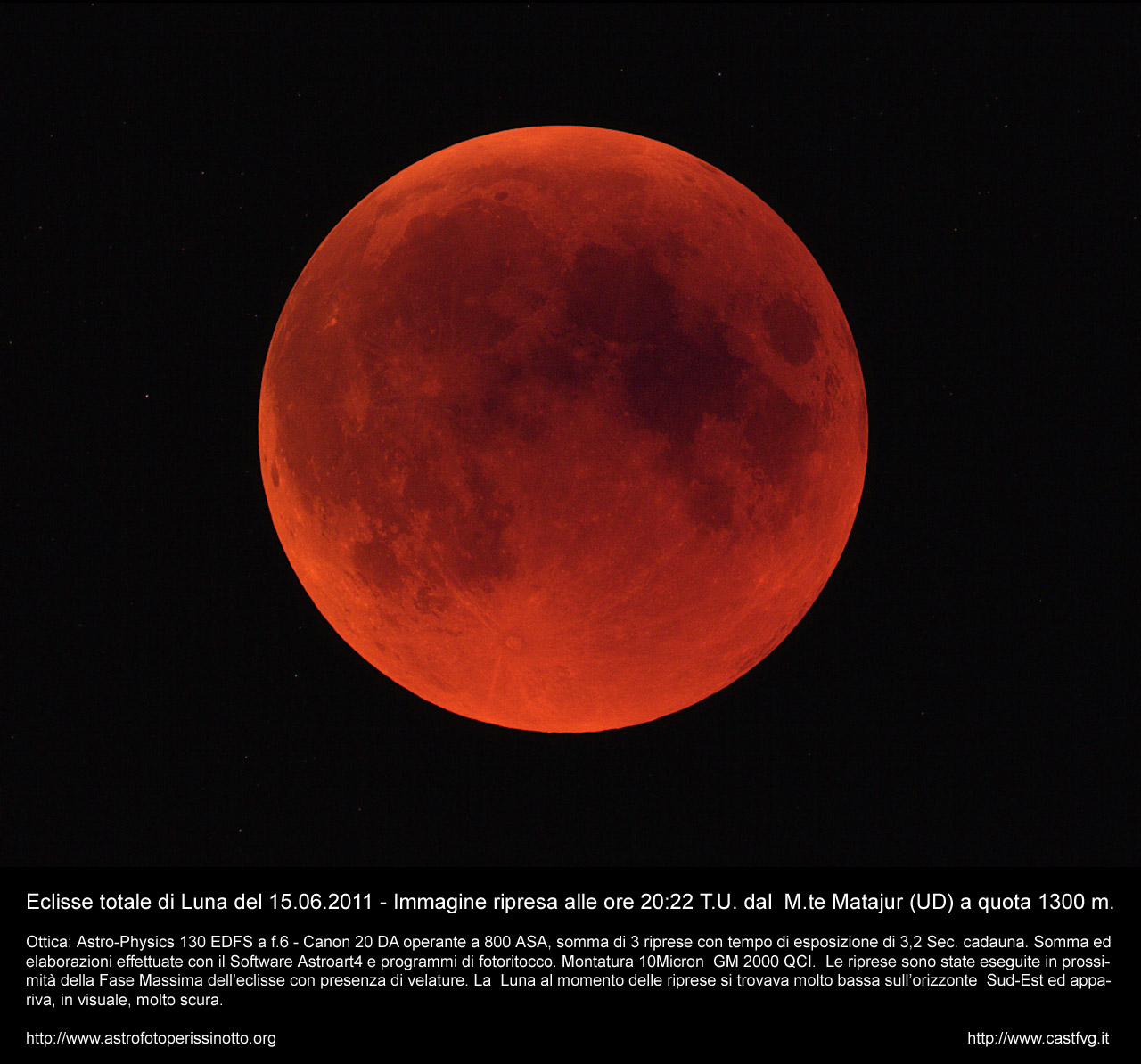 Total Moon eclipse photographed from Mount Matajur by Enrico Perissinotto: 256 KB