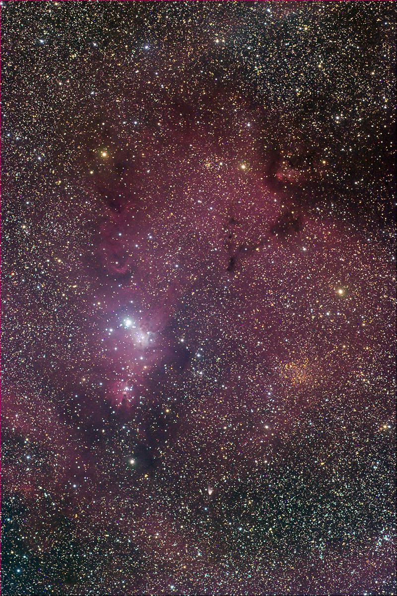 Cone nebulae with open cluster NGC 2264: 355 KB; click on the image to enlarge