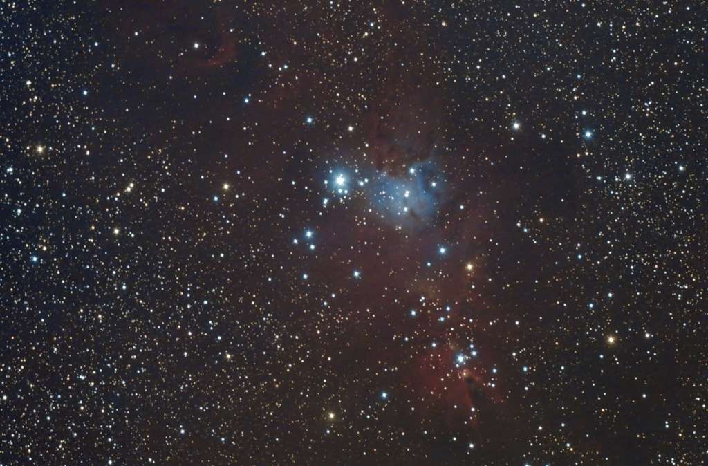 Cone nebulae with open cluster NGC 2264: 88 KB; click on the image to enlarge