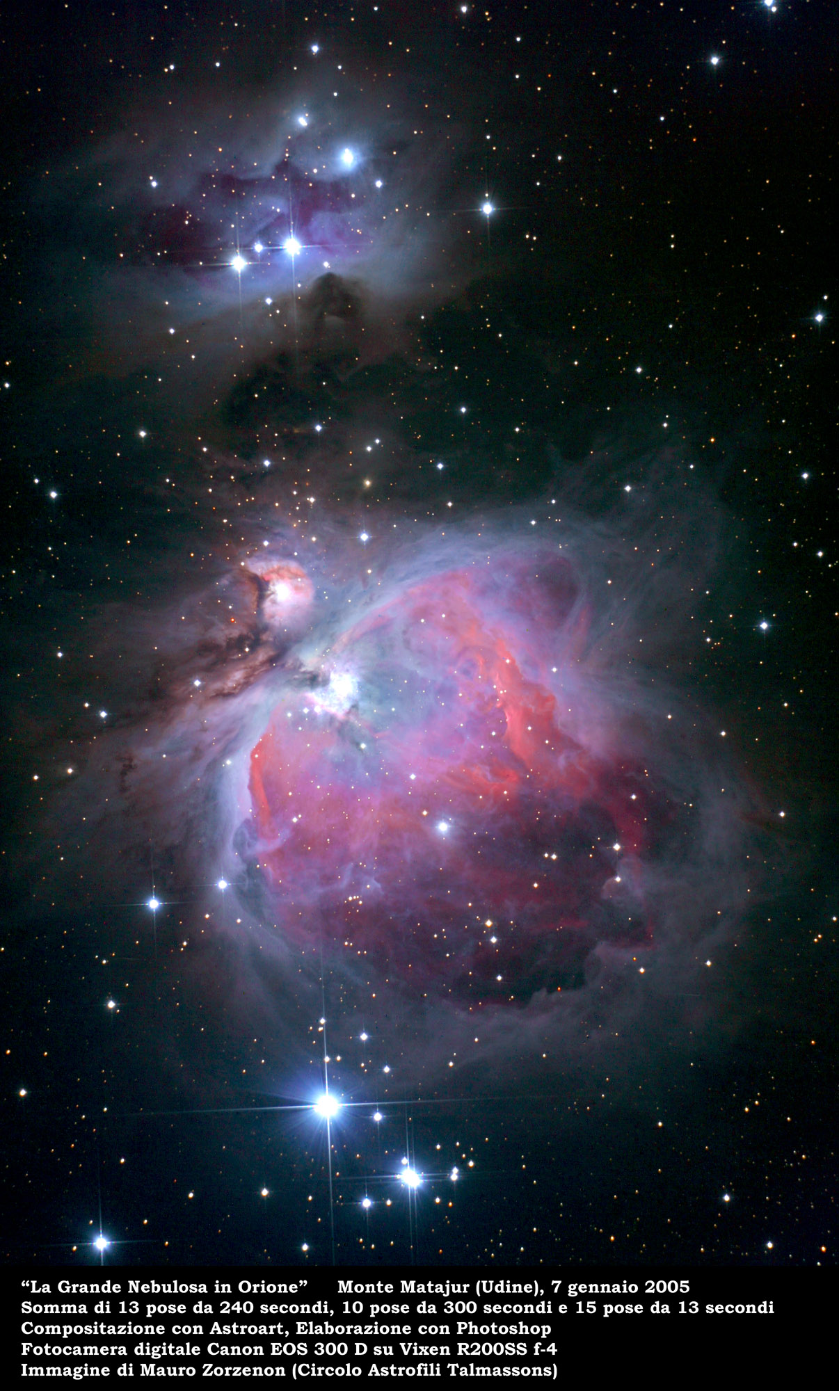 Orion Nebula elaborata nei colori-510 KB; clicca l'immagine per ingrandirla