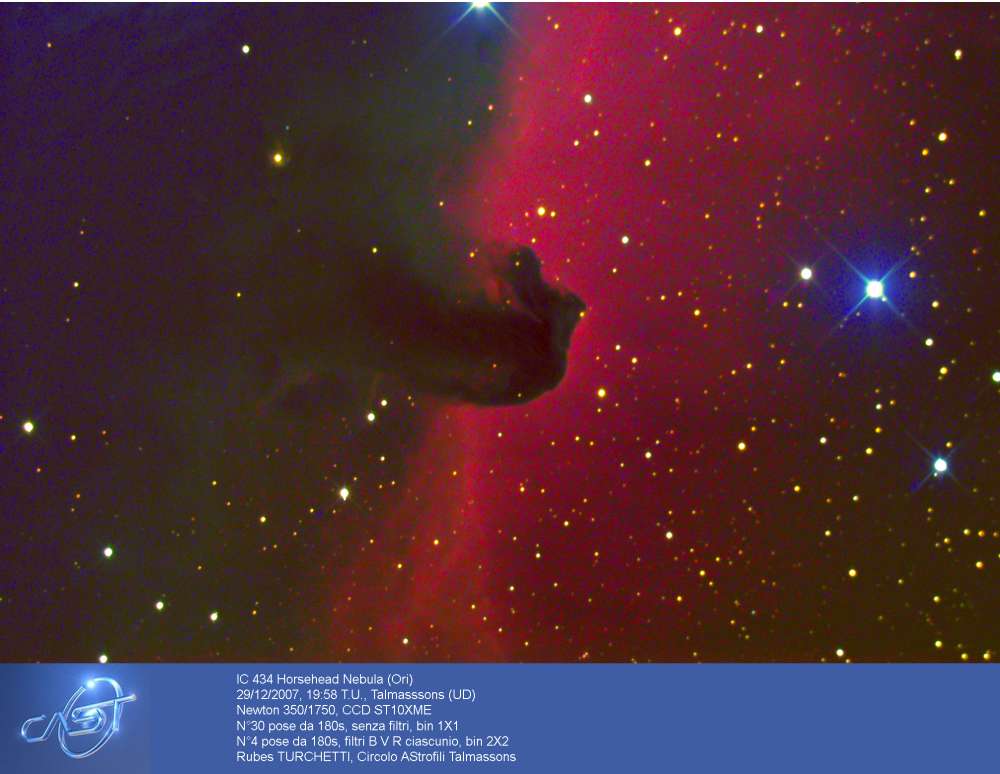 Horsehead Nebula in Orion (B33): 89 KB; click on the image to enlarge