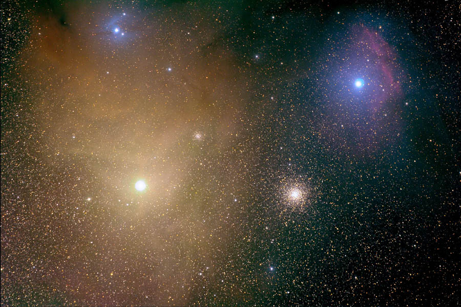 Milk Way in Scorpio, with Antares and M4: 153 KB; click on the image to enlarge