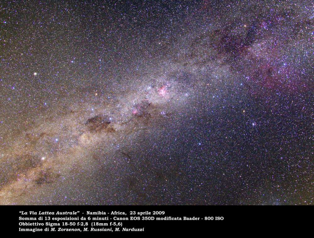 Milky Way view from Namibia: 153 KB; click on the image to enlarge