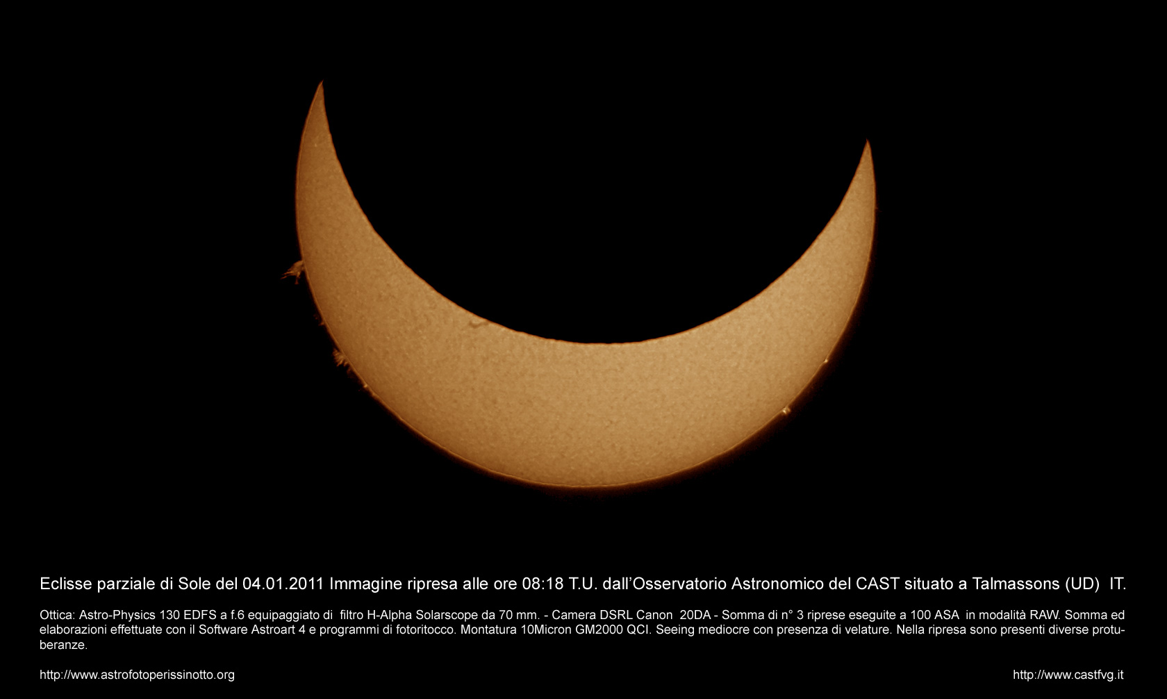 Partial sun eclipse photographed from Talmassons by Enrico Perissinotto: 162 KB