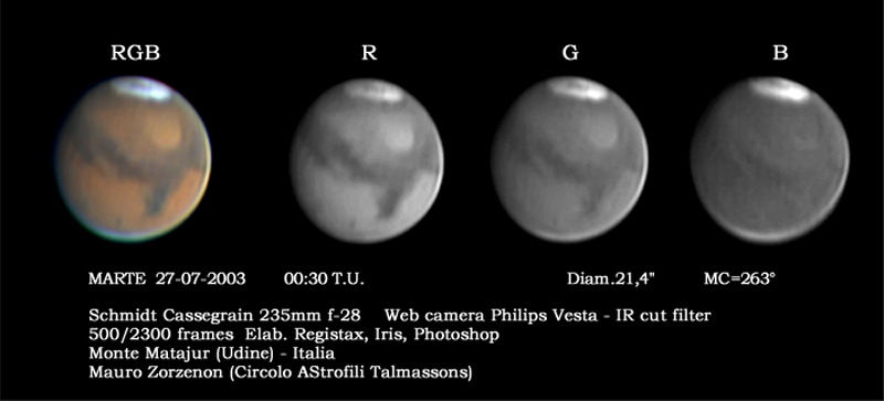 Marte ripreso con i filtri RGB: 78 kB
