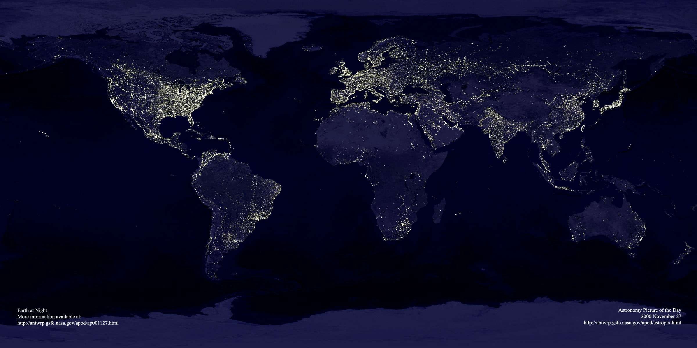 Inquinamento luminoso; Light pollution: 183 KB; click on the image to enlarge