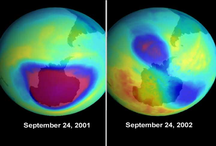 Strato di Ozono sull'Antartide; ozone map over South Pole: 23 KB