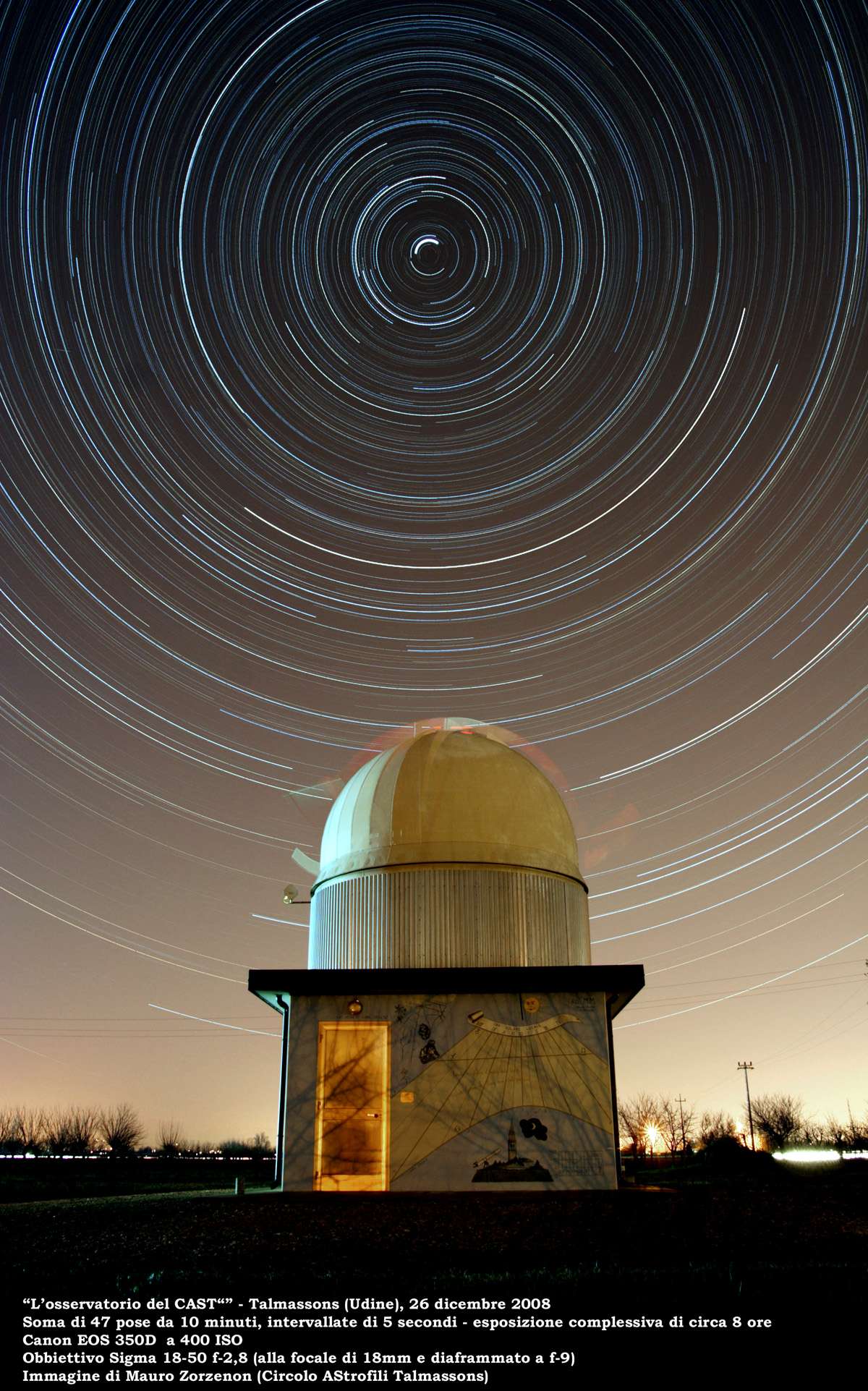 The rotation of the sky photographed from Talmassons; 285 KB